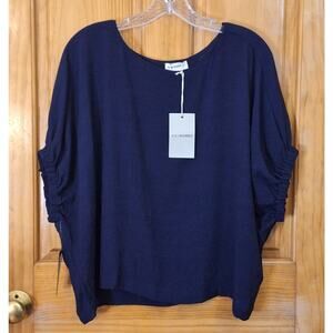 NWT ee:some Shirt Womens Small Navy Blue Knit Minimalist Neutral Dolman BohoChic